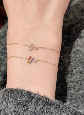 回馈款 *限定小蛇手链本命年蛇形新年彩色锆石极细简约手链女