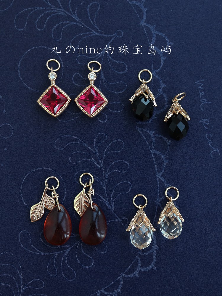日系轻奢*风格 耳坠 吊坠 天然白水晶玛瑙 DIY组合个性耳环女