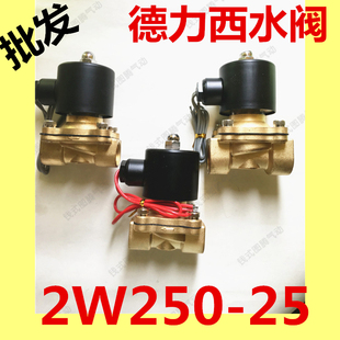 德力西水阀2W250-25电磁阀DC24V/AC220V全铜1寸常闭型DN25气阀
