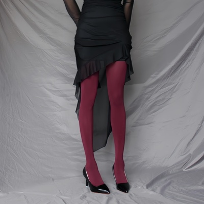 酒红色大码丝袜连裤袜春秋款高弹