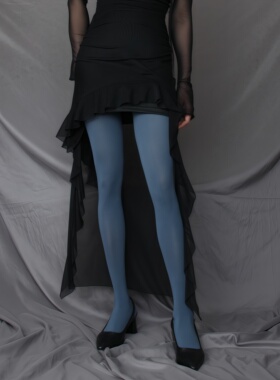 墨蓝色高弹哑光锦纶连裤袜深蓝墨兰色加长加大加肥加宽打底袜丝袜