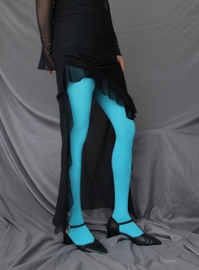 天蓝色高弹哑光天鹅绒连裤袜浅蓝色高个加大码胖MM彩色丝袜打底袜