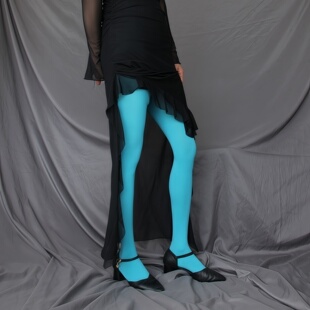 天蓝色高弹哑光天鹅绒连裤袜浅蓝色高个加大码胖MM彩色丝袜打底袜