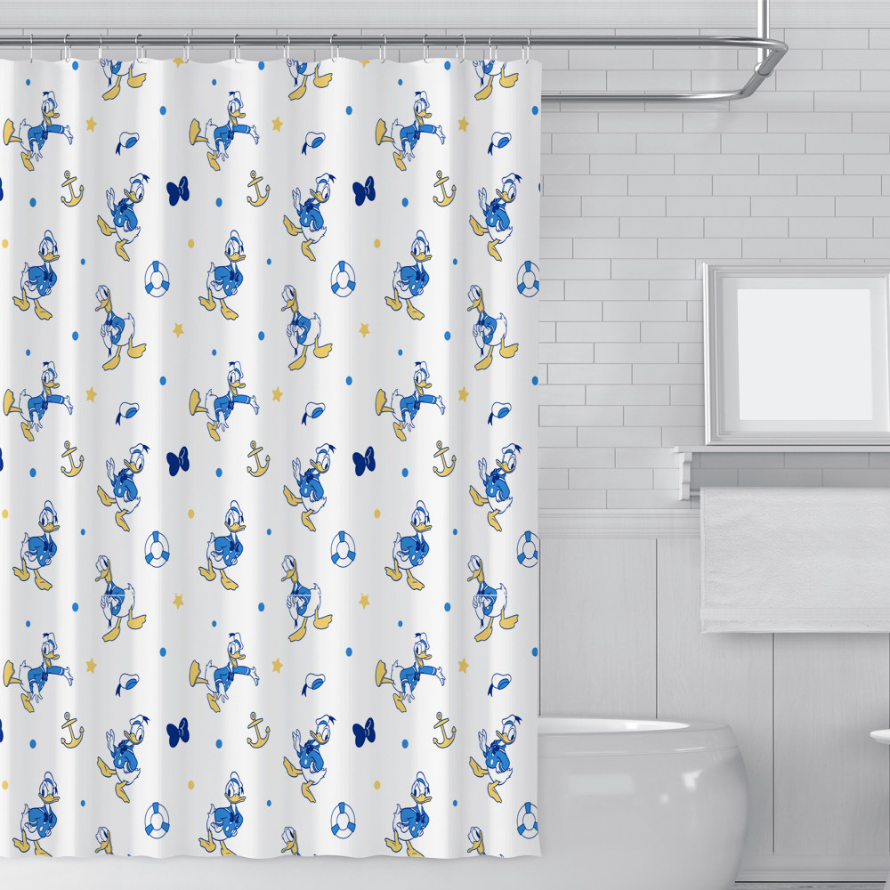 防霉卡通浴室防水浴帘布免打孔套装卫生间隔断淋浴洗澡布送挂钩