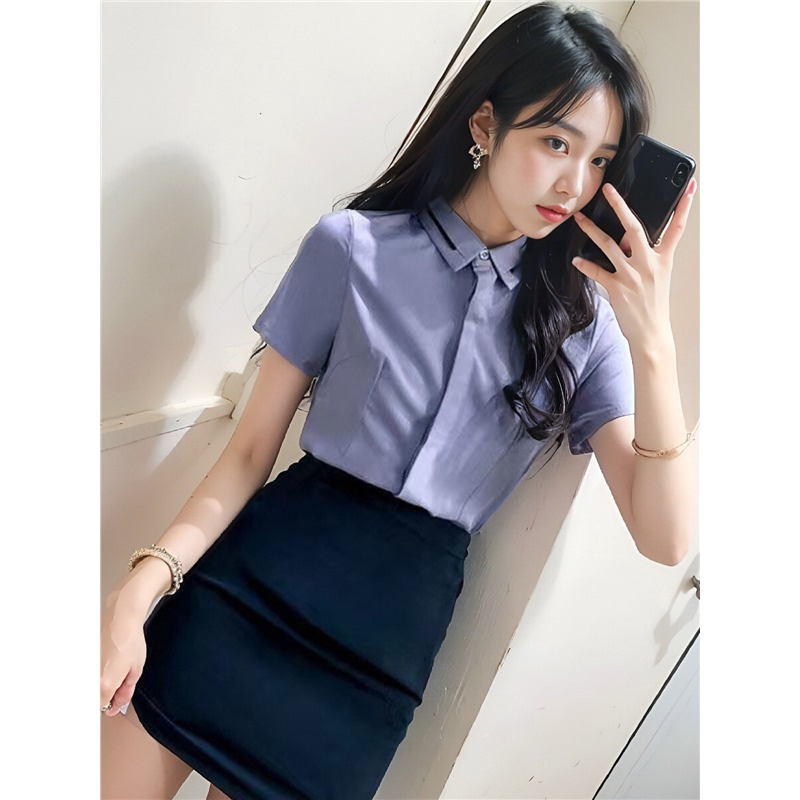 前台工作服春夏新款长短袖衬衫女职业套装时尚气质空姐制服珠宝店图片