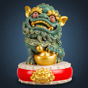 故宫国潮文创中式镇宅招财石狮子一对桌面装饰摆件乔迁礼物