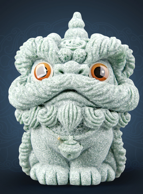 逗兽记青砂石摆件国潮桌面茶宠