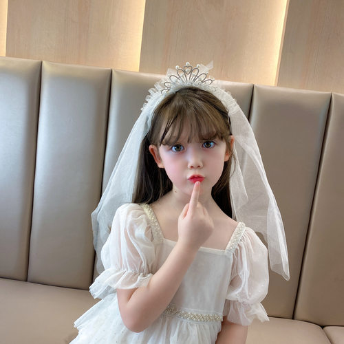 女童可爱生日头纱手工蝴蝶结2022