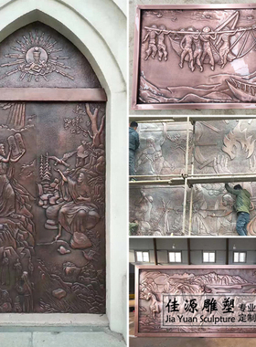 浮雕山水花鸟背景墙壁画