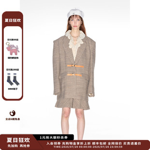 MWDFWWJK0903X 新品 设计师品牌IMMI 24AW粗花呢皮袢宽松西装