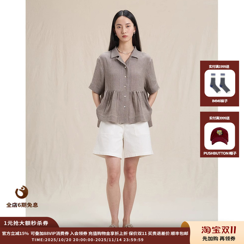 WHM25SS亚麻短袖衬衫polo衫JULY
