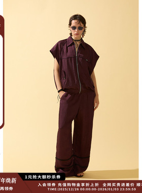 【现货】设计师品牌OIIORIRI 25SS科技感织物蕾丝拼贴长裤JULY