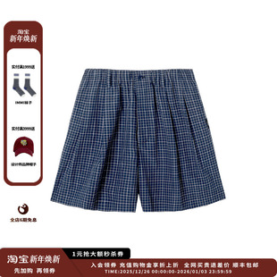 25SS格纹松紧腰短裤 设计师品牌ETHOR JULY 现货