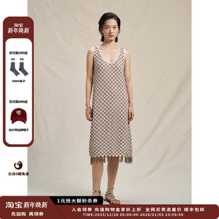 25SS现货网纹针织流苏背心连衣裙JULY 设计师品牌WHM 现货
