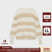 MWEFWKTP0977X 26PS马海毛横条纹无缝圆领套头衫 现货 品牌IMMI