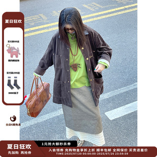 新品 设计师品牌SWAYING24AW羊毛拼接直筒裙JULY