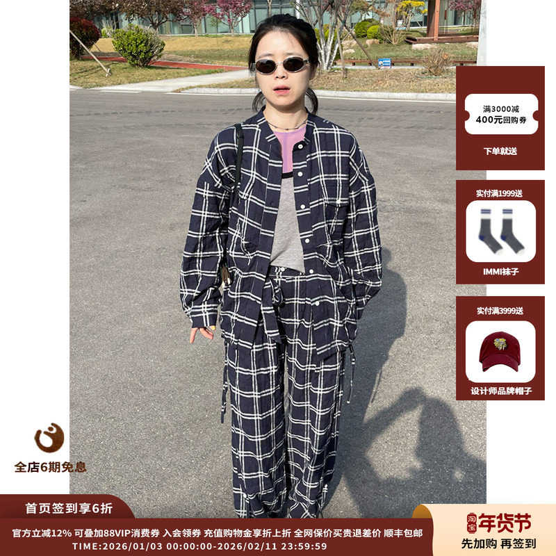 【现货】设计师品牌OIIORIRI 25SS复古格纹廓形圆领衬衫JULY,女装/女士精品,衬衫,淘宝优惠券,粉丝福利购,淘宝优惠卷