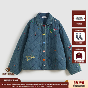 【现货】设计师品牌SHORT SENTENCE 25AW 彩色线饰牛仔棉服JULY