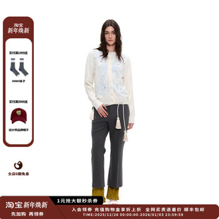 25PF 设计师品牌UHOOWU 羊毛茛苕花刺绣毛衣JULY 现货