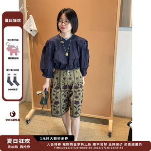 25SS复古百搭刺绣中裤 BATIK 新品 JULY 设计师品牌ANTIK