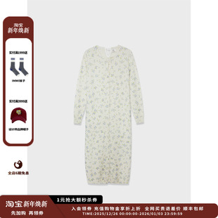 24AW全羊绒印花圆领长袖 IMMI 连衣裙MWDFWKKN0269X 新品