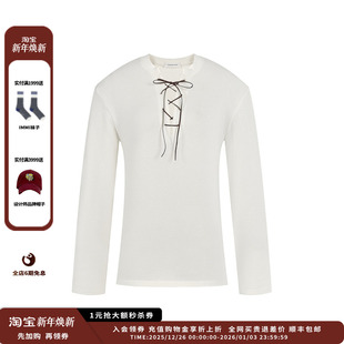现货 简白25AW 设计师品牌 WHITE V领系带德绒长袖 CONCISE