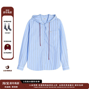 连帽抽绳条纹衬衫 25AW 设计师品牌OIIORIRI 外套JULY 新品