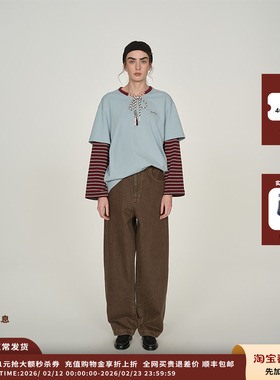 【现货】设计师品牌ICE DUST 25PF假两件条纹绳带长袖T恤JULY