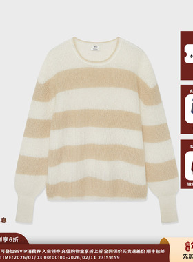 【现货】品牌IMMI 26PS马海毛横条纹无缝圆领套头衫MWEFWKTP0977X