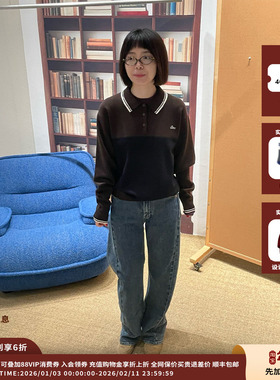 【现货】设计师品牌ETHOR 25AW拼接灰色polo针织长袖JULY