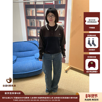 拼接灰色polo针织长袖