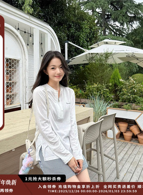 【现货】设计师品牌 CONCISE-WHITE 简白25AW LOGO半拉链长袖T