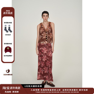 DUST 设计师品牌ICE 25PF花卉直筒长半裙JULY 现货