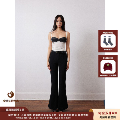 【现货】设计师品牌Necessary Ananke 25PF黑色弹力喇叭长裤JULY