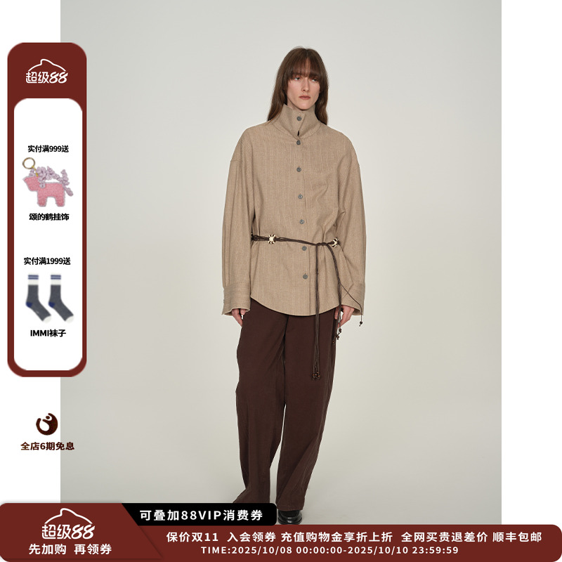 【现货】设计师品牌ICE DUST 25PF立领系带长袖衬衫JULY