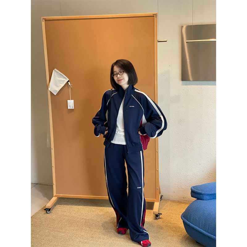 WE11DONE25AW海军蓝女式运动裤