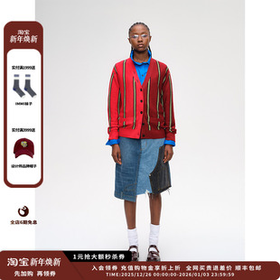 25AW拼色条纹V领针织开衫 SENTENCE 设计师品牌SHORT JULY 现货