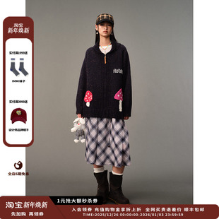 25AW 设计师品牌AUBRUINO 蘑菇提花翻领毛衣JULY 现货