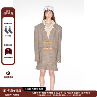 24AW麻感粗花呢短半裙MWDFWWSK0505X 设计师品牌IMMI 现货