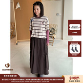 设计师品牌WHM 现货 25SS平纹亚麻褶裥搭片a字半身裙JULY