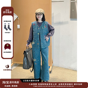 25AW SENTENCE 设计师品牌SHORT 彩色线饰牛仔棉马甲JULY 现货