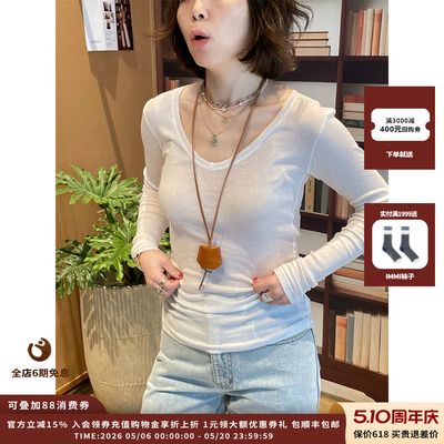 AmericanVintageV领长袖T恤