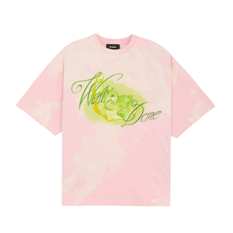 WE11DONE25AW粉红色油漆T恤JULY