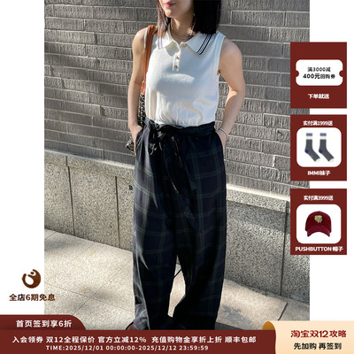 【新品】设计师品牌ETHOR 25SS 格纹抽绳长裤JULY