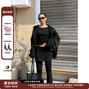 JULY 新品 设计师品牌SENSEAWEEK 25SS做旧喷印连帽卫衣开衫