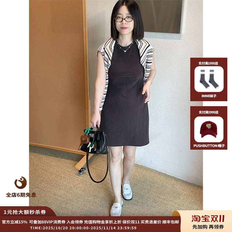 【现货】设计师品牌IMMI 25PF拼皮斜裁背心连衣裙MWEFWWDS0305X