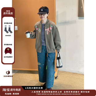 25AW 设计师品牌AUBRUINO 蝴蝶结拉链加绒棒球服JULY 现货