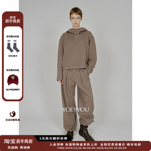 25AW 设计师品牌YOEYYOU 褶裥抽绳卫衣裤 现货