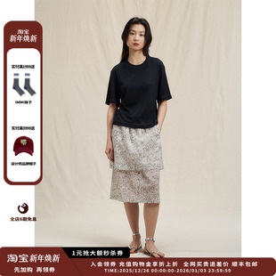 25SS立体印花薄棉布抽褶双层半裙短裙JULY 设计师品牌WHM 新品