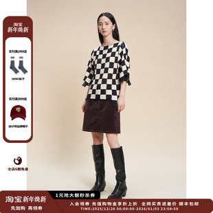 25AW格纹提花针织上衣JULY 设计师品牌WHM 现货